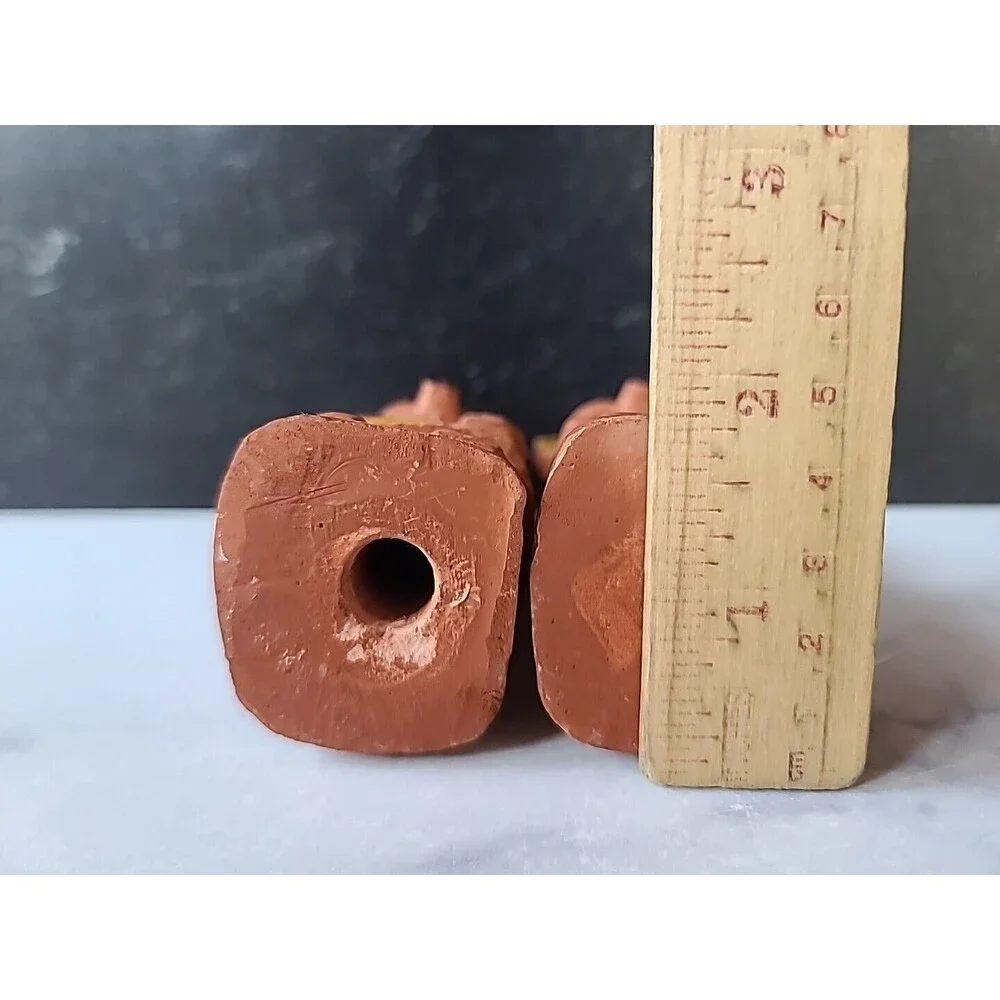 Vintage Clay Totem Style Salt And Pepper Shakers, READ